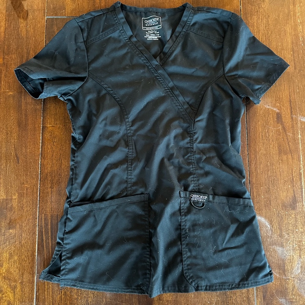 Cherokee Black Scrub Top Size XXS